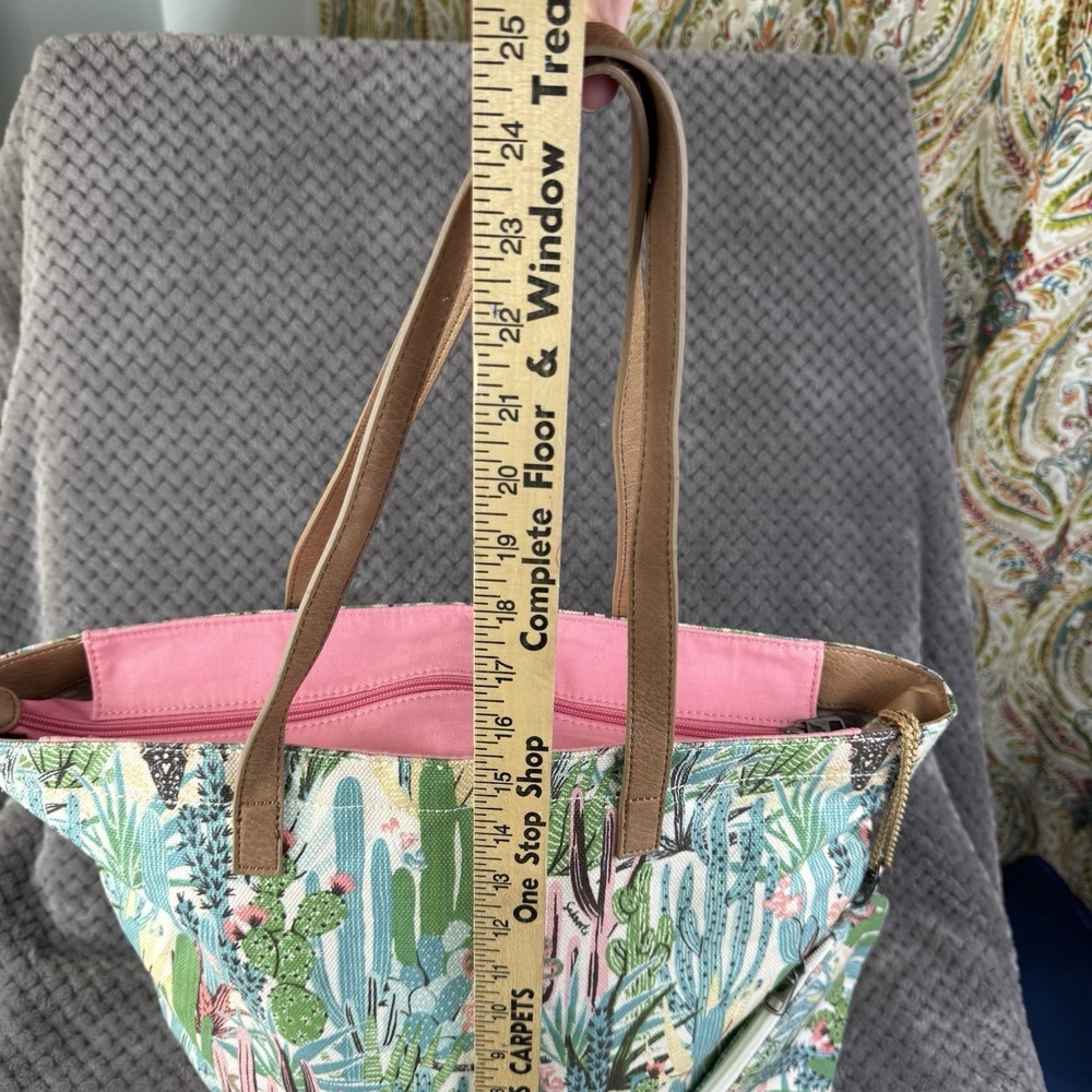 Sakroots Cactus Print Tote Bag W Pouch Straw Beach Vacation Summer Boho NWOT - Picture 2 of 16